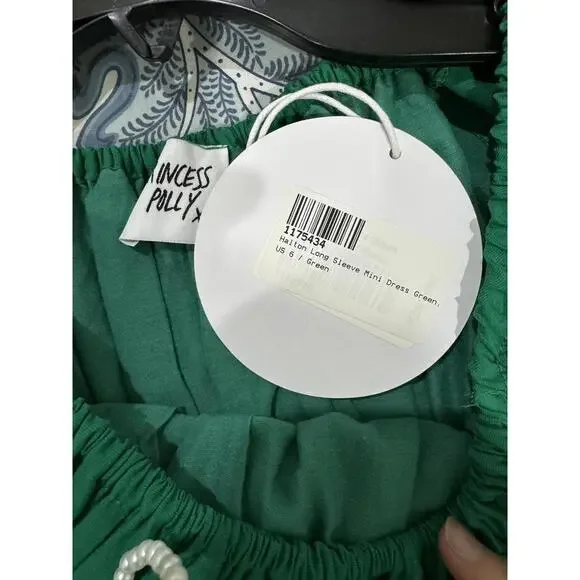 NWT Princess Polly Halton Green Long Sleeve Short Mini Dress- Size 6 - Picture 9 of 9